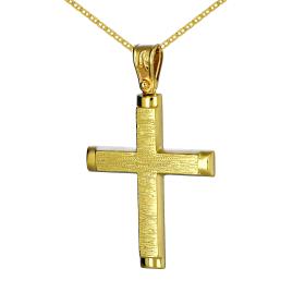 Σταυρός Ανδρικός με Αλυσίδα Χρυσός Κ9 SKU-59459