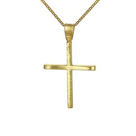 Ανδρικός Σταυρός με Αλυσίδα Χρυσός Κ9 σε Minimal Σχεδίαση SKU-59460