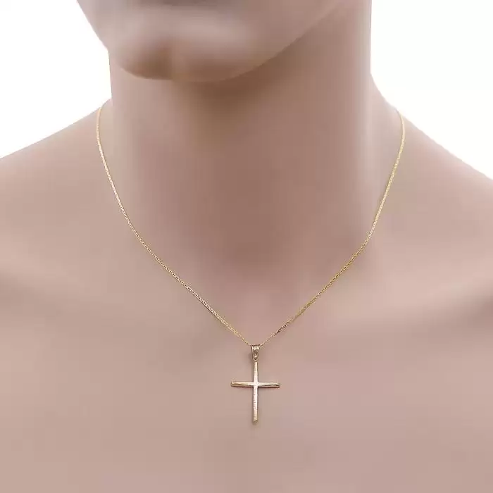 Ανδρικός Σταυρός με Αλυσίδα Χρυσός Κ9 σε Minimal Σχεδίαση SKU-59460
