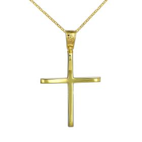 Σταυρός με Αλυσίδα Ανδρικός Χρυσός Κ9 & Λουστρέ Φινίρισμα SKU-59462
