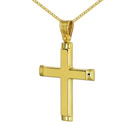 Κλασικός Ανδρικός Σταυρός με Αλυσίδα Χρυσός Κ9 SKU-59463