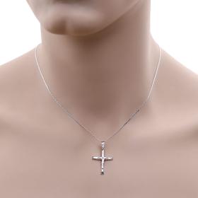 Σταυρός με Αλυσίδα Λευκόχρυσος Κ9 με τον Εσταυρωμένο SKU-59464