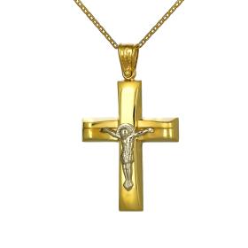 Σταυρός με Αλυσίδα Λευκόχρυσος & Χρυσός Κ9 με τον Εσταυρωμένο SKU-59466