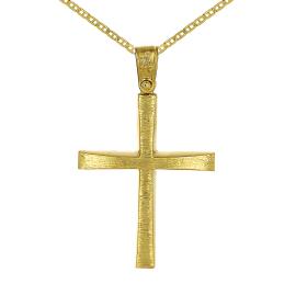 Σταυρός Ανδρικός με Αλυσίδα Χρυσός Κ9 SKU-59467
