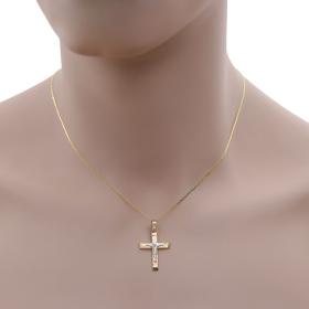 Σταυρός με Αλυσίδα Λευκόχρυσος & Χρυσός Κ9 με τον Εσταυρωμένο SKU-59469