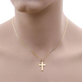 Ανδρικός Σταυρός με Αλυσίδα Χρυσός Κ9 & Λουστρέ Φινίρισμα SKU-59471