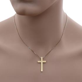 Σταυρός Χειροποίητος Χρυσός Κ14 με Λουστρέ & Σαγρέ Φινίρισμα SKU-59736