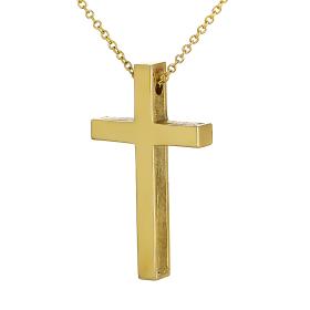 Κλασικός Σταυρός με Αλυσίδα Χρυσός Κ14 SKU-59992