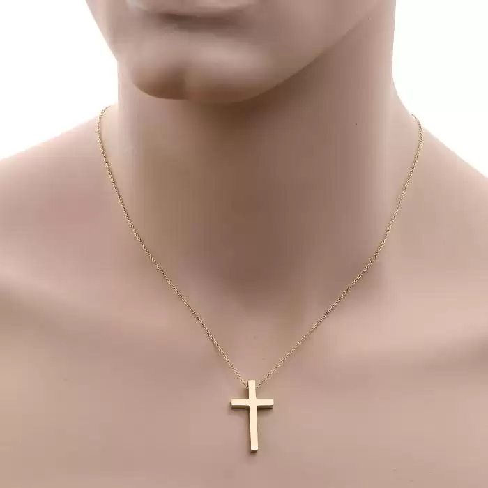 Κλασικός Σταυρός με Αλυσίδα Χρυσός Κ14 SKU-59992