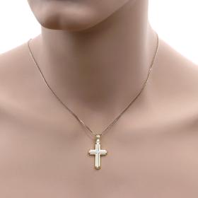 Δίχρωμος Ανδρικός Σταυρός Χρυσός & Λευκόχρυσος Κ14 SKU-59741