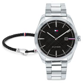 Σετ Ανδρικό Βραχιόλι & Ρολόι TOMMY HILFIGER με Ασημί Μπρασελέ από Ανοξείδωτο Ατσάλι | 2770094 SKU-59215