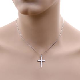 Σταυρός με Αλυσίδα Λευκόχρυσος Κ9 με Λουστρέ Φινίρισμα SKU-59501