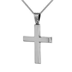 Σταυρός με Αλυσίδα Λευκόχρυσος Κ9 με Λουστρέ Φινίρισμα SKU-59501