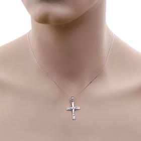 Σταυρός με Αλυσίδα Λευκόχρυσος Κ9 με τον Εσταυρωμένο SKU-59503