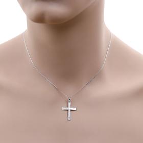 Μοντέρνος Ανδρικός Σταυρός με Αλυσίδα Λευκόχρυσος Κ9 SKU-59505