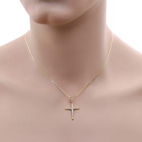 Σταυρός με Αλυσίδα Ανδρικός Λευκόχρυσος & Χρυσός Κ9 SKU-59504