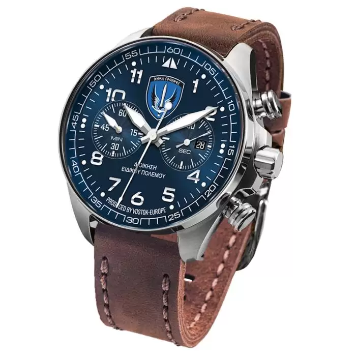 SKU-59941 / VOSTOK EUROPE Limited Edition Special Warfare Command Brown Leather Strap