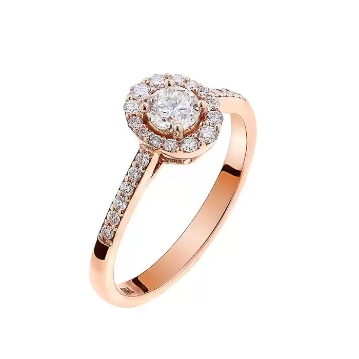 SKU-60678 / Δαχτυλίδι Μονόπετρο Ροζ Χρυσός Κ18 με Διαμάντια