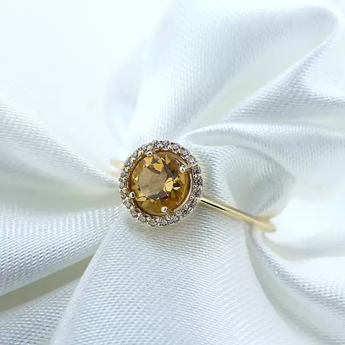 Δαχτυλίδι Ροζέτα Χρυσός Κ14 με Citrine & Ζιργκόν