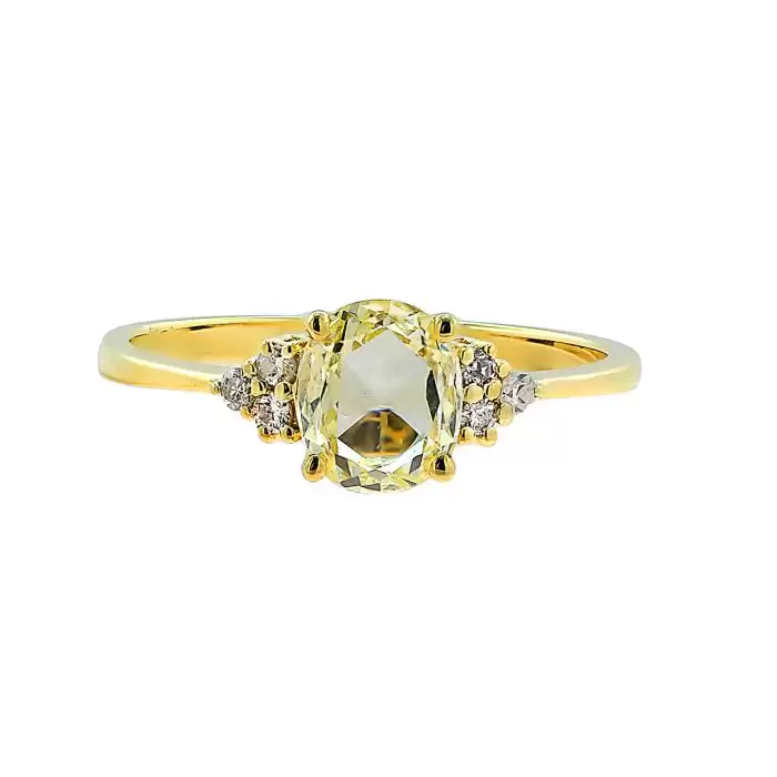 SKU-60859 / Δαχτυλίδι Χρυσός Κ18 με Κίτρινο Διαμάντι & Λευκά Διαμάντια
