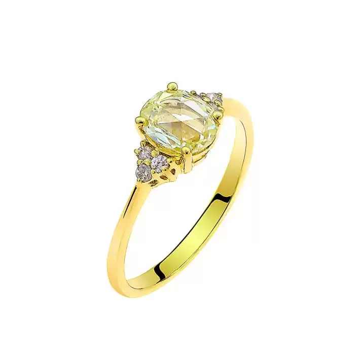 SKU-60859 / Δαχτυλίδι Χρυσός Κ18 με Κίτρινο Διαμάντι & Λευκά Διαμάντια
