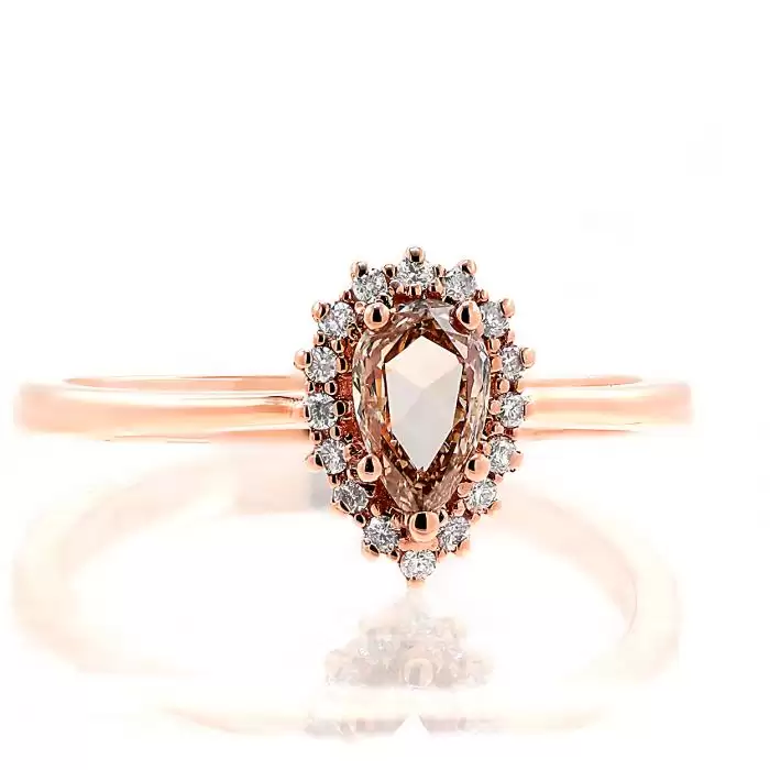 SKU-60860 / Δαχτυλίδι Ροζέτα Ροζ Χρυσός Κ18 με Διαμάντια