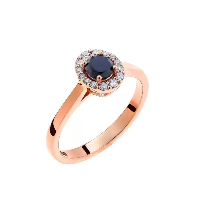 SKU-60905 / Δαχτυλίδι Ροζ Χρυσός Κ18 με Μαύρο Διαμάντι & Λευκά Διαμάντια