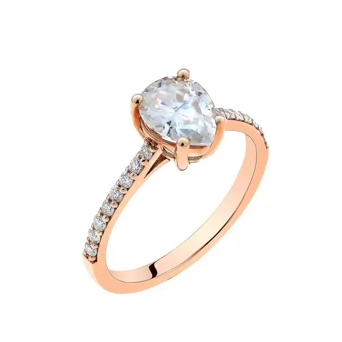 SKU-60914 / Δαχτυλίδι Ροζ Χρυσός Κ14 με Διαμάντια