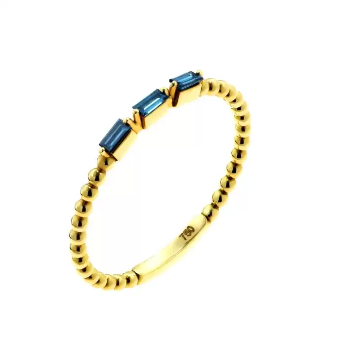 SKU-60937 / Δαχτυλίδι Χρυσός Κ18 με Μπλε Διαμάντια