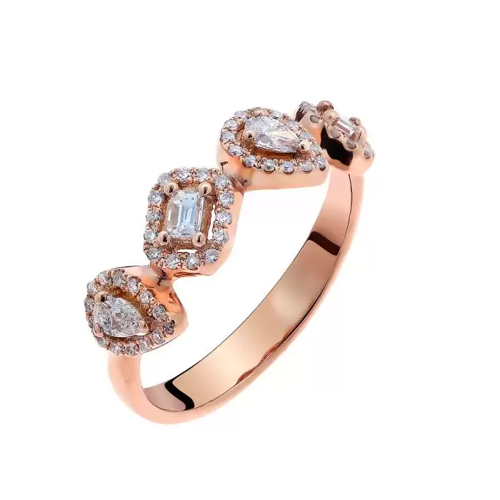 SKU-60957 / Δαχτυλίδι Ροζ Χρυσός Κ18 με Διαμάντια