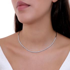 Κολιέ Λευκόχρυσος Κ14 με Λευκά Ζιργκόν SKU-60694