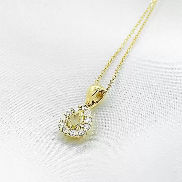 Κολιέ Δάκρυ Χρυσός Κ18 με Κίτρινο Διαμάντι & Λευκά Διαμάντια