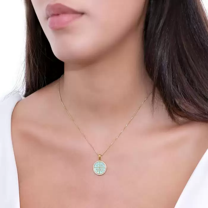 Κωνσταντινάτο Χρυσός Κ9 με Σμάλτο & Ζιργκόν SKU-60798