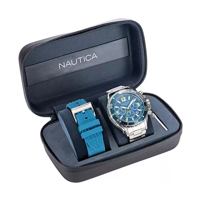 SKU-60356 / NAUTICA NST Chronograph Silver Stainless Steel Bracelet Gift Set