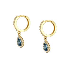 Σκουλαρίκια Κρίκοι Χρυσός Κ14 με Ζιργκόν SKU-60245