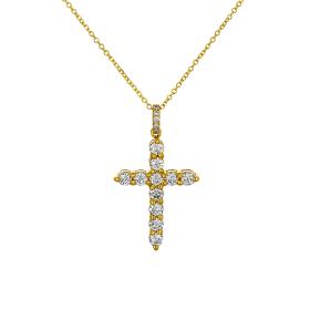 Σταυρός με Αλυσίδα Χρυσός Κ18 με Διαμάντια