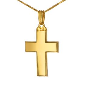 Σταυρός Ανδρικός Κλασικός Χρυσός Κ14 με Λουστρέ Φινίρισμα SKU-60560