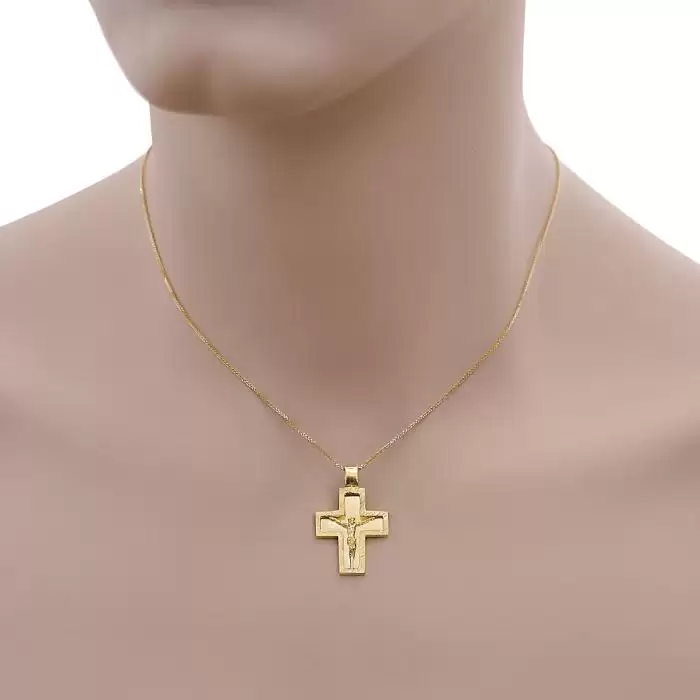 Σταυρός Ανδρικός Χρυσός Κ14 με τον Εσταυρωμένο SKU-60631