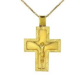 Σταυρός Ανδρικός Χρυσός Κ14 με τον Εσταυρωμένο SKU-60631