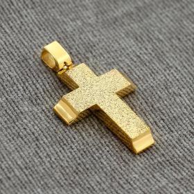 Μοντέρνος Σταυρός Χρυσός Κ14 με Σαγρέ & Λουστρέ Φινίρισμα SKU-60633