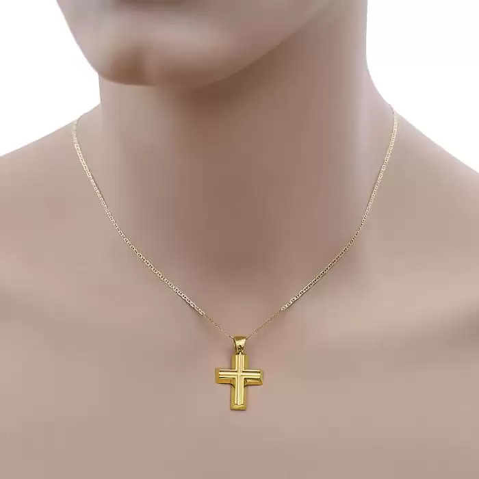 Κλασικός Ανδρικός Σταυρός Χρυσός Κ14 SKU-60635