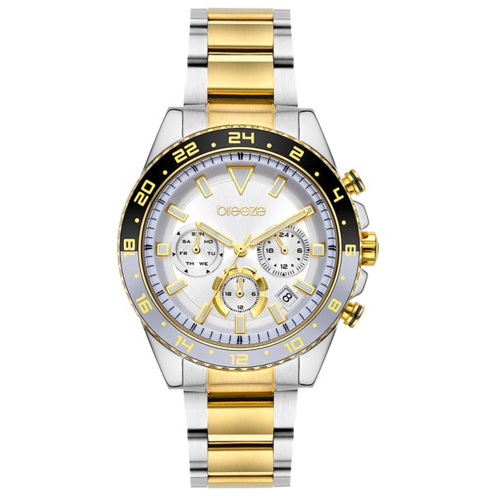 SKU-61462 / BREEZE Defacto Dual Time Two Tone Stainless Steel Bracelet