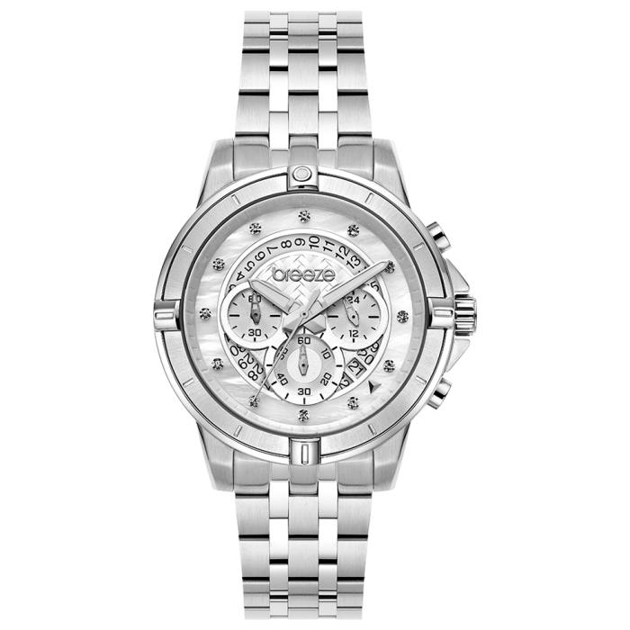SKU-61399 / BREEZE Divinia Crystals Chronograph Silver Stainless Steel Bracelet
