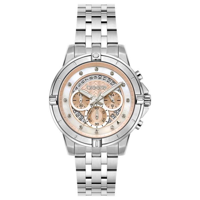 SKU-61401 / BREEZE Divinia Crystals Chronograph Silver Stainless Steel Bracelet