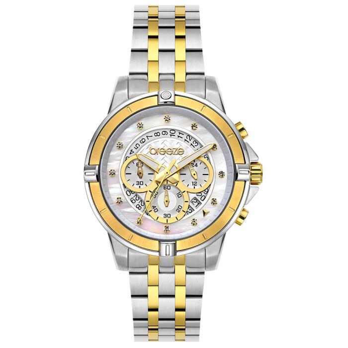 SKU-61402 / BREEZE Divinia Crystals Chronograph Two Tone Stainless Steel Bracelet