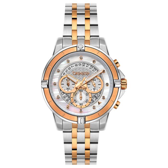 SKU-61404 / BREEZE Divinia Crystals Chronograph Two Tone Stainless Steel Bracelet