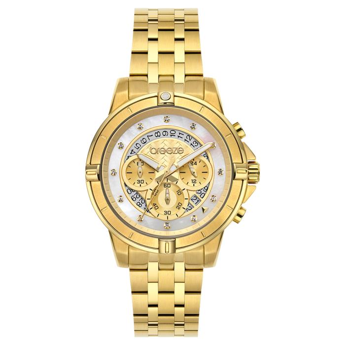 SKU-61311 / BREEZE Divinia Crystals Chronograph Gold Stainless Steel Bracelet
