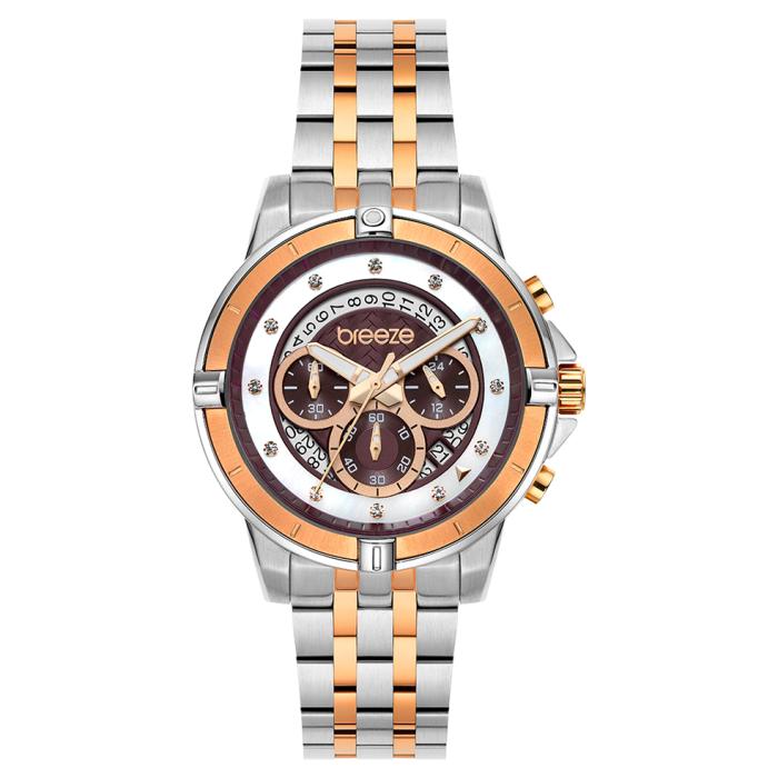 SKU-61316 / BREEZE Divinia Crystals Chronograph Two Tone Stainless Steel Bracelet