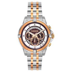 BREEZE Divinia Crystals Chronograph Two Tone Stainless Steel Bracelet