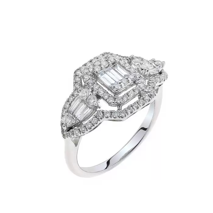SKU-61379 / Δαχτυλίδι Λευκόχρυσος Κ18 με Διαμάντια